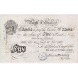 Harvey 5 Pounds dated 10th November 1921, scarce Leeds branch note, serial 117/U 22692 (B209ad,
