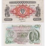 Northern ireland, Bank of Ireland (2), 5 Pounds dated 18th May 1943 serial S/21 047403 (PMI BA99,