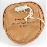 Night safe bag, Midland Bank Leather night safe bag number H11532 complete with key, very good