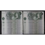 Hollom 1 Pound (25) issued 1963, a consecutively numbered run, serial C95N 073125 - C95N 073149 (