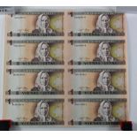 Lithuania 1 Litas (8) dated 1994, an uncut sheet of 8 notes (TBB B164, Pick53) Uncirculated