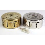 Money box, Midland Bank round metal money box/home safes (2) number 671527 without key, base is
