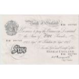 Peppiatt 5 Pounds dated 26th September 1945, serial K35 041723, London issue on thick paper (B255,