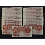 Beale 10 Shillings (25) issued 1950 (B266, Pick368b) mixed grades, the majority about Fine