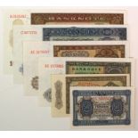 Germany Democratic Republic (6) comprising 1000, 100, 20, 10, 1 Deutsche Mark & 50 Pfenning all