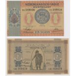 Netherland Indies (2), 1 Gulden & 2 1/2 Gulden dated 15th June 1940, serial EL 189958 & CH 068479 (