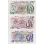 Northern Ireland, Bank of Ireland (3) 20 Pounds, 10 Pounds and 5 Pounds issued 1985, signed D.J.