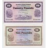 Northern Ireland, Northern Bank Limited (2) 20 Pounds and 10 Pounds dated 15th June 1988, signed S.