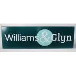 Williams & Glyn sign, lightweight metal probably pressed steel with vinyl/plastic lettering,