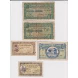 Egypt (5), 10 Piastres dated 27th May 1917 (2), 10 Piastres Law 1940, 5 Piastres (2) Law of 1940,