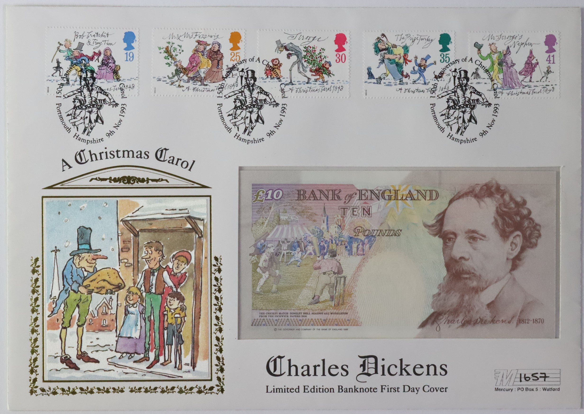 Kentfield First Day Covers (3), 10 Pounds signed Kentfield, Charles Dickens 'A Christmas Carol' - Image 3 of 7