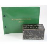 Williams Deacons Bank Limited metal black box with hinged lid, Wilmslow Branch, scratches and