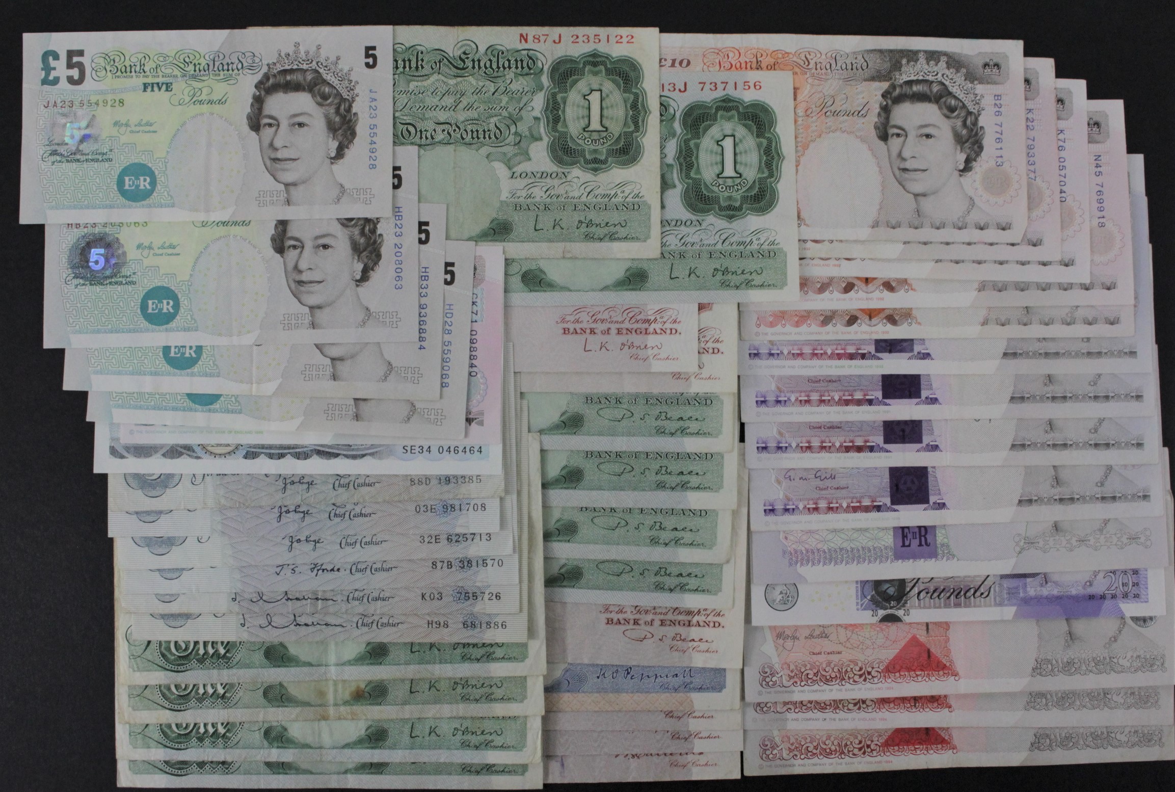 Bank of England (43), a good range of notes with signatures from Catterns, Peppiatt, Beale, O'Brien,