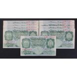 Peppiatt 1 Pound (9) issued 1948, with security thread, all with A--B prefix (B260, Pick369a) Fine