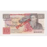 Northern Ireland, Northern Bank Limited 10 Pounds dated 24th August 1988, SPECIMEN note serial