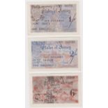 Jersey (3) 6 Pence, 1 Shilling & 2 Shillings issued 1941 - 1942, German Occupation issue during