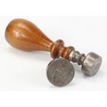 Williams & Deacon's Bank Limited brass hand stamps (2), with wooden handle, these 2 stamps are