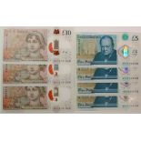 Cleland (7), 10 Pounds (3) a set with different prefix numbers but the same serial number, BK12