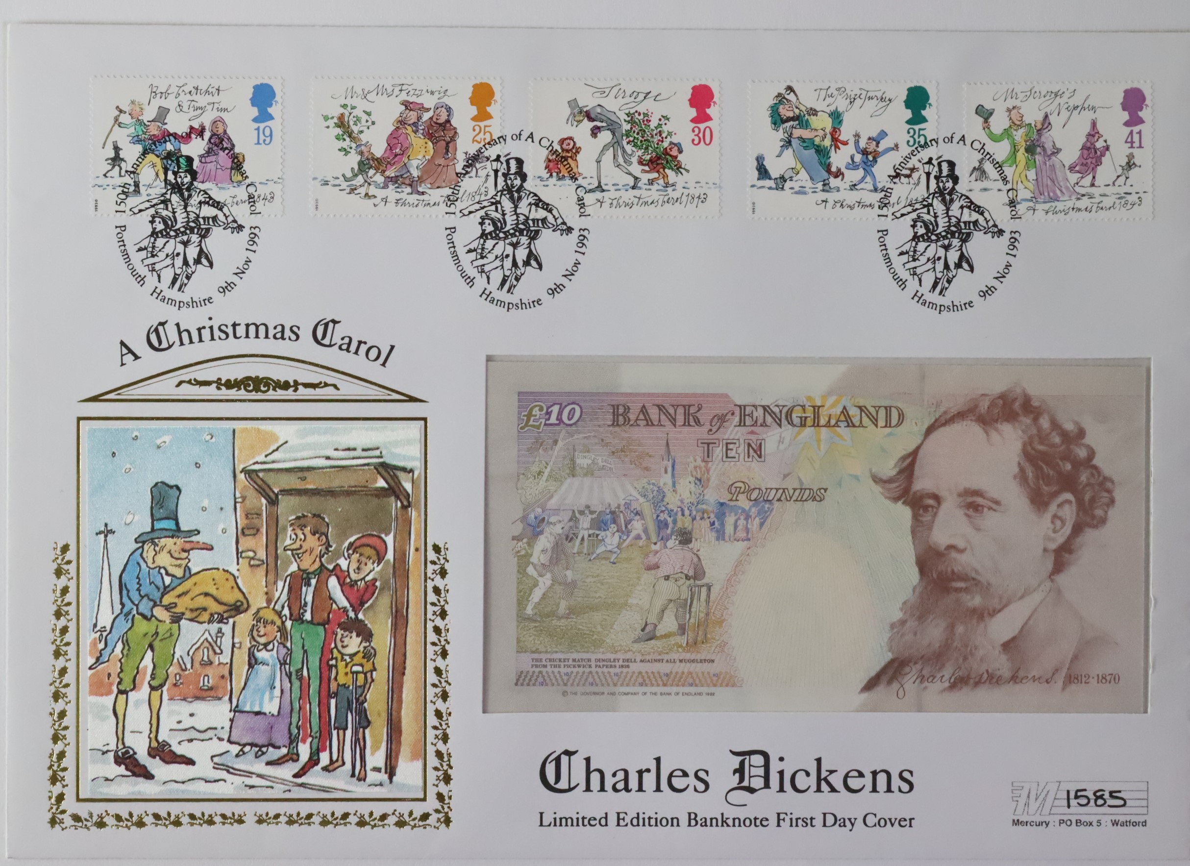 Kentfield First Day Covers (3), 10 Pounds signed Kentfield, Charles Dickens 'A Christmas Carol' - Image 4 of 7