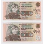 Scotland, Clydesdale Bank 10 Pounds (2) dated 15th March 2006, commemorative Commonwealth Games, a