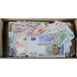 World (over 720), box of mixed world notes and a few spoof/copies/hell notes, including Australia,