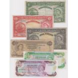 World (6), Queen Elizabeth collection, Bahamas 1 Pound, 10 Shillings & 4 Shillings issued 1953, 20