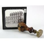 Scotland, British Linen Bank hand stamp, St. Georges Cross branch, wooden handle and brass stamp,