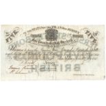 Jersey 5 Pounds dated 1840, Interest Bearing Note at one half-penny per week, unissued remainder
