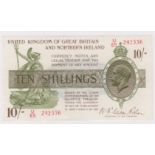 Warren Fisher 10 Shillings issued 1927, serial U/65 242556, Great Britain & Northern Ireland