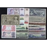 Indonesia (23), 1 & 10 Rupiah dated 1945, 100, 25 & 5 Rupiah dated 1947, 1000 - 1 Rupiah (9 x notes)