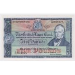 Scotland, British Linen Bank 5 Pounds dated 21st September 1962, signed A.P. Anderson, serial D/12