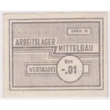 Germany 0.01 Reichsmark, Mittelbau - Dora Nazi Concentration Camp WW2, serial *007472, very rare