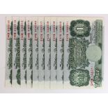 Beale 1 Pound (10) issued 1950, a consecutively numbered run of 6 x notes and 2 consecutively