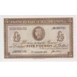 Northern Ireland, Provincial Bank of Ireland 5 Pounds dated 5th January 1972, signed G.J. McClay,