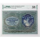 Austria 100,000 Kronen dated 2nd January 1922, serial 1027 26855 (TBB B117a, Pick81) in PMG holder