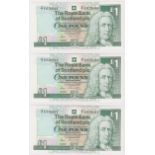 Scotland, Royal Bank 1 Pound (3) dated 13th December 1988, a set of REPLACEMENT notes with 'Z/1'