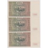 Poland 100 Zlotych (3) dated 1st August 1941, a consecutively numbered run serial A9280478 -