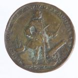 British Commemorative Medal, cast bronze d.40mm: Admiral Vernon Took Porto Bello With Six Ships