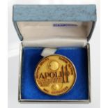 Appollo 11 First moon landing commemorative medallion. Issued by the Balfour Company. Approx 30mm