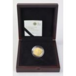 The Shakespeare 2016 UK Quarter-Ounce Gold Proof Coin, FDC with Royal Mint cert, housed in a third-