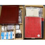 Coin collecting accessories in two boxes. A mixture of new and second-hand. No reserve