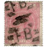 GB - 1867 QV 5/- rose SG126 Plate 1, Maltese Cross wmk, heavy 'F B' postmark (Foreign Branch) parcel