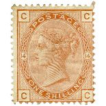 GB - 1881 QV 1/- orange brown, SG163 Plate 14, mounted mint, cat £575