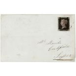 GB - 1840 Penny Black Plate 1b (P-A) on wrapper, Var.co. (non-coincident re-entry) Four close to