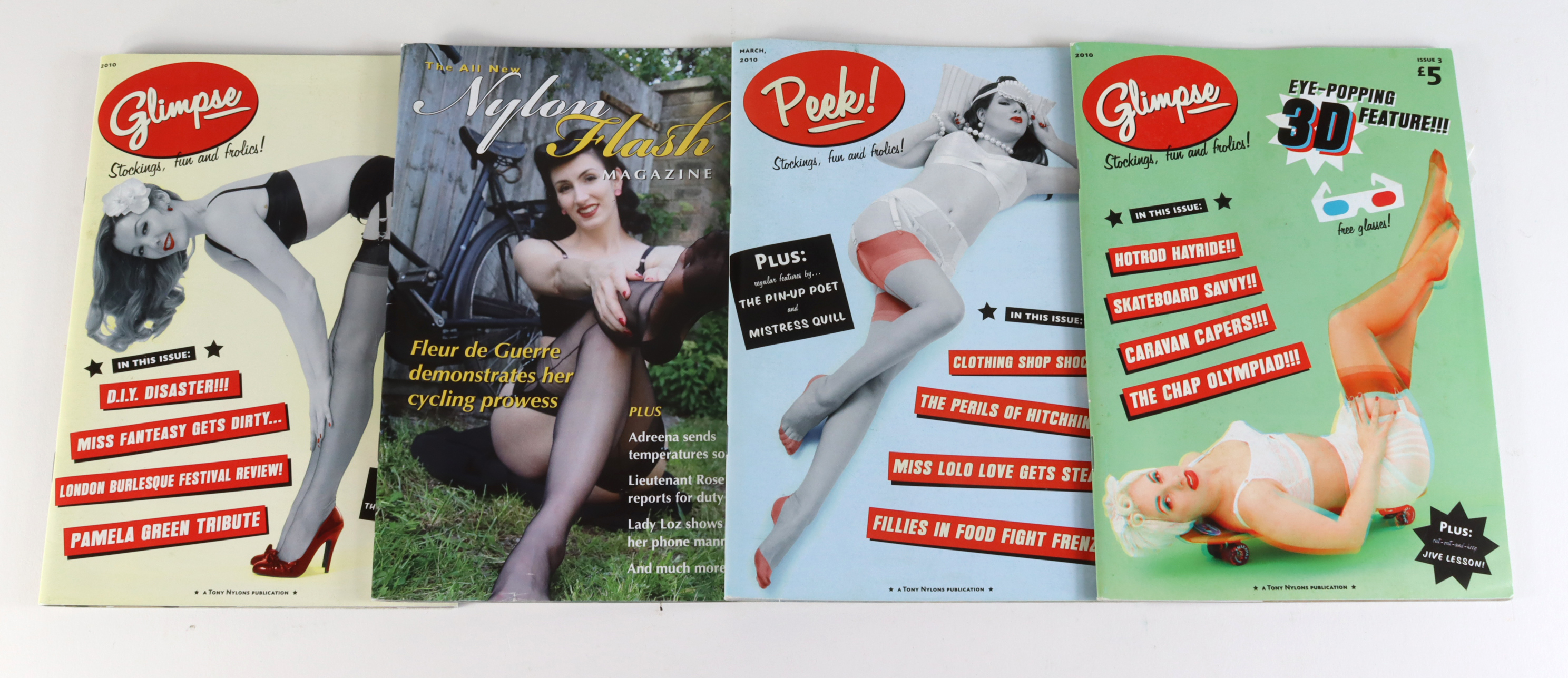 Adult magazines, modern, Nylon Flash, Glimpse(2), Peek. VGC. (4)
