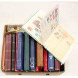 GB - Banana box well filled with approx 13x albums / stockbooks and loose. OV to modern QE2