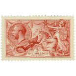 GB - 1918/19 GV 5/- Bradbury Wilkinson Seahorse SG416 rose red, diagonal crease, VLMM, of good