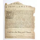 Proclamation. An original proclamation document, dated 1688, by William III, against the Rebellion