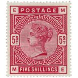 GB - 1893/4 QV 5/- rose, SG180, mounted mint, white paper, good colour, cat £1100