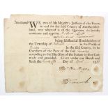 Document. An original printed & manuscript document for the Nomination and Appointment of Robert